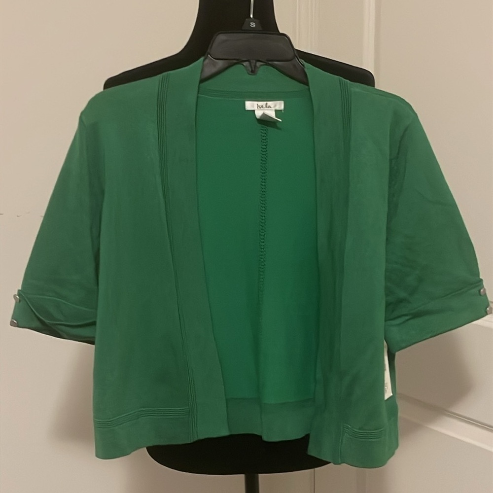 NWT Isela Short Sleeve Open Front Green Cardigan Size S  NWT